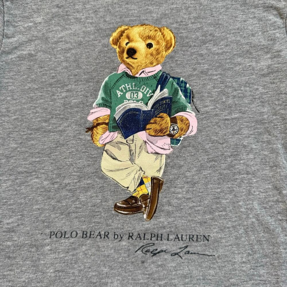 Ralph Lauren Grey Polo Bear Cotton Jersey T Shirt 3T - Picture 2 of 5